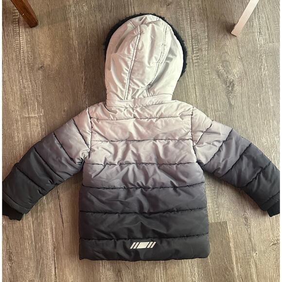 Members Mark Hooded Puffer Jacket Black Gray Ombre Toddler Size 2 - Picture 3 of 6